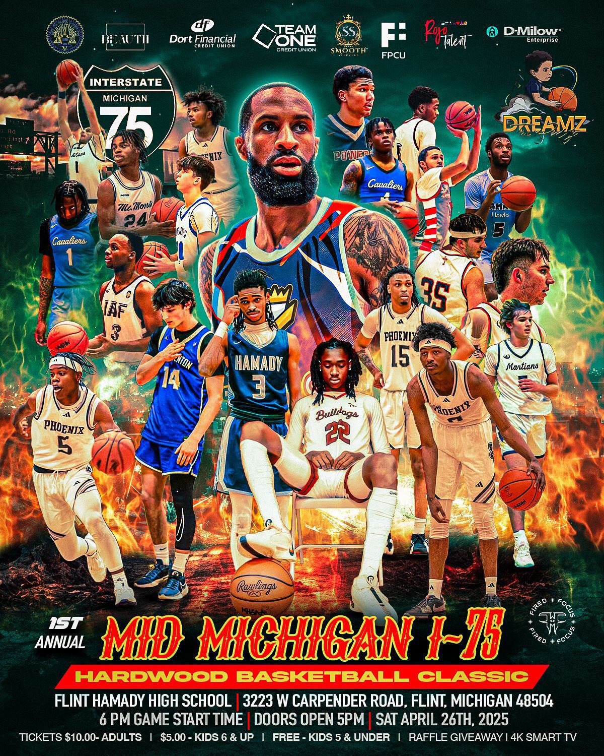 Promotional flier for the Mid Michigan I-75 Hardwood Classic.