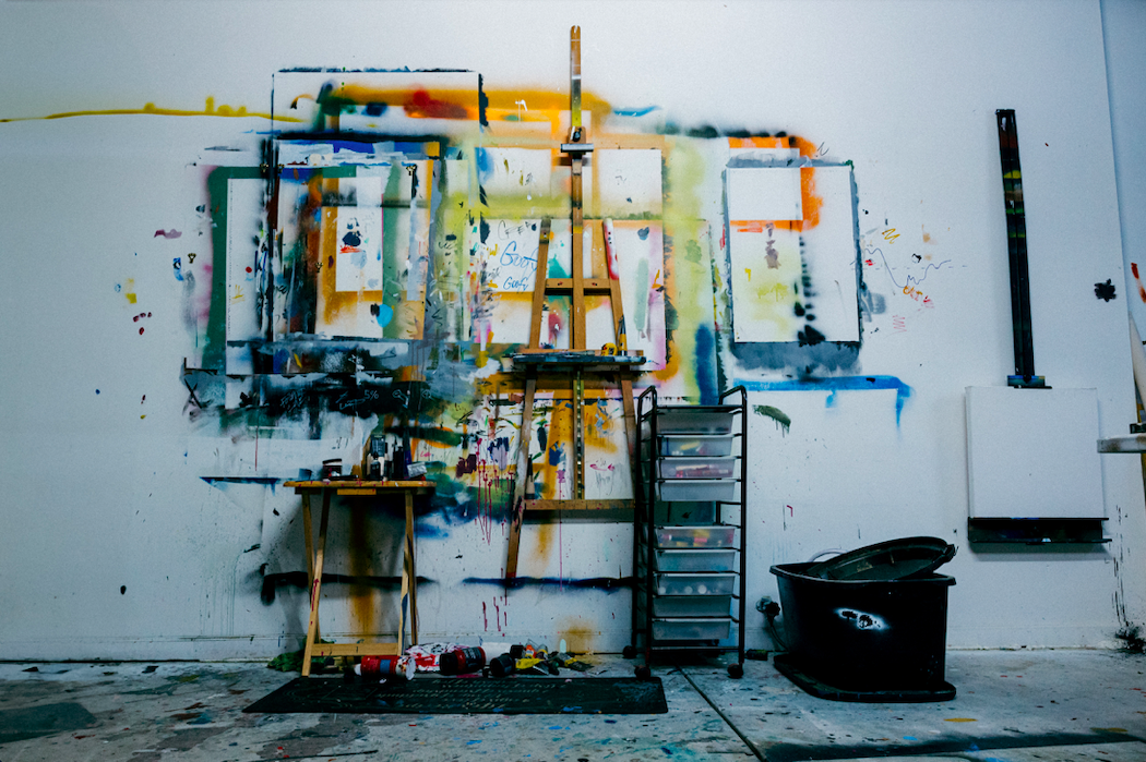 Inside Lovett's art studio.