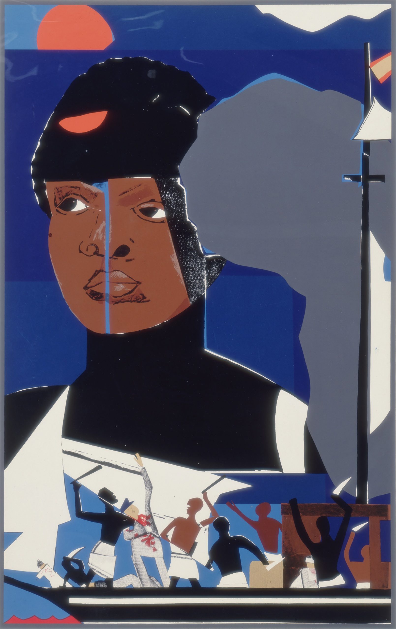 Romare Bearden, American, 1911 - 1988. Slave Ship, 1971. Screenprint 29 x 18 in. Licensed by VAGA at Artist Rights Society, New York, NY.