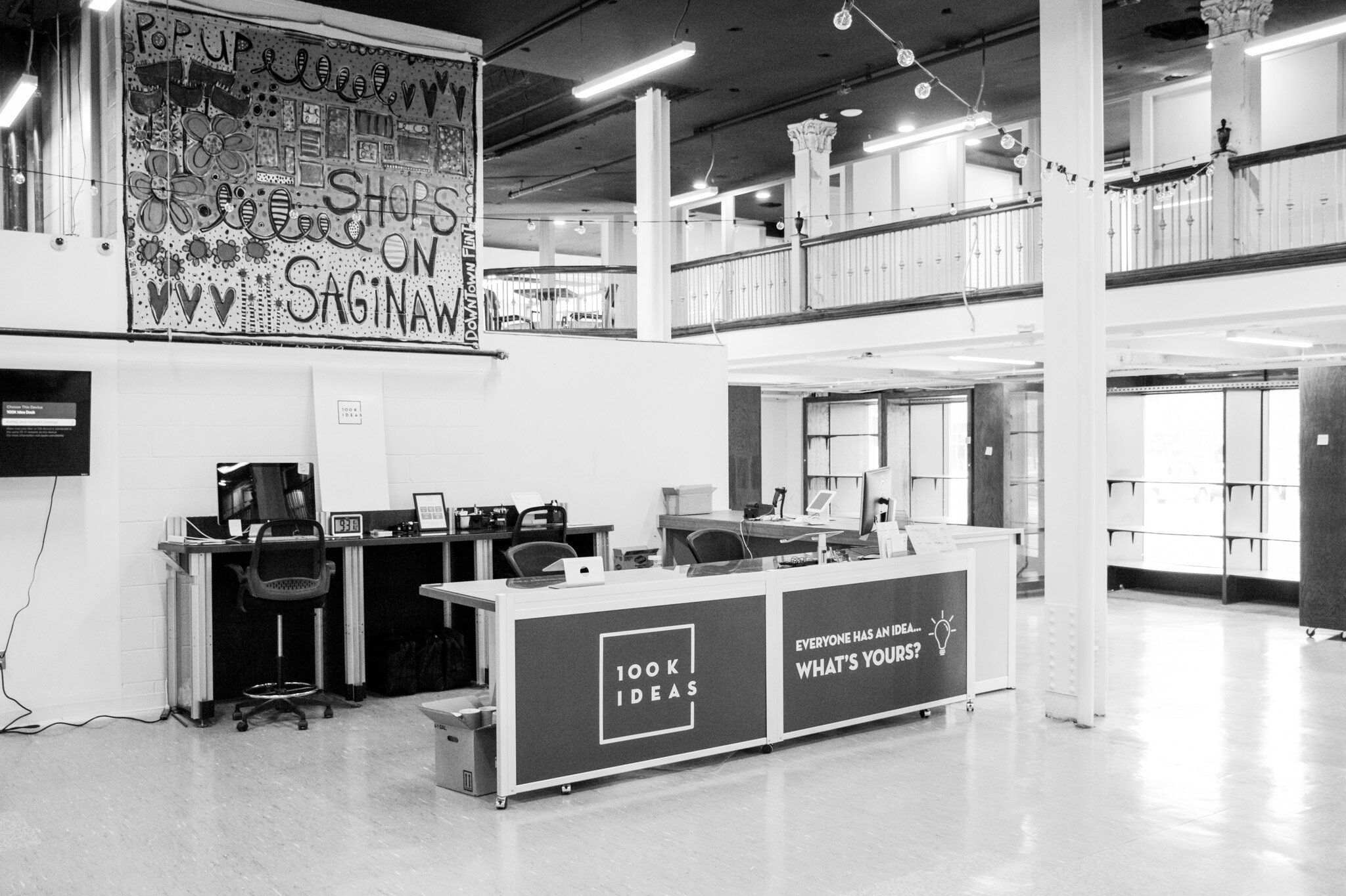 100K Ideas resides in the Dryden Building at 601 S Saginaw Street in downtown Flint. 