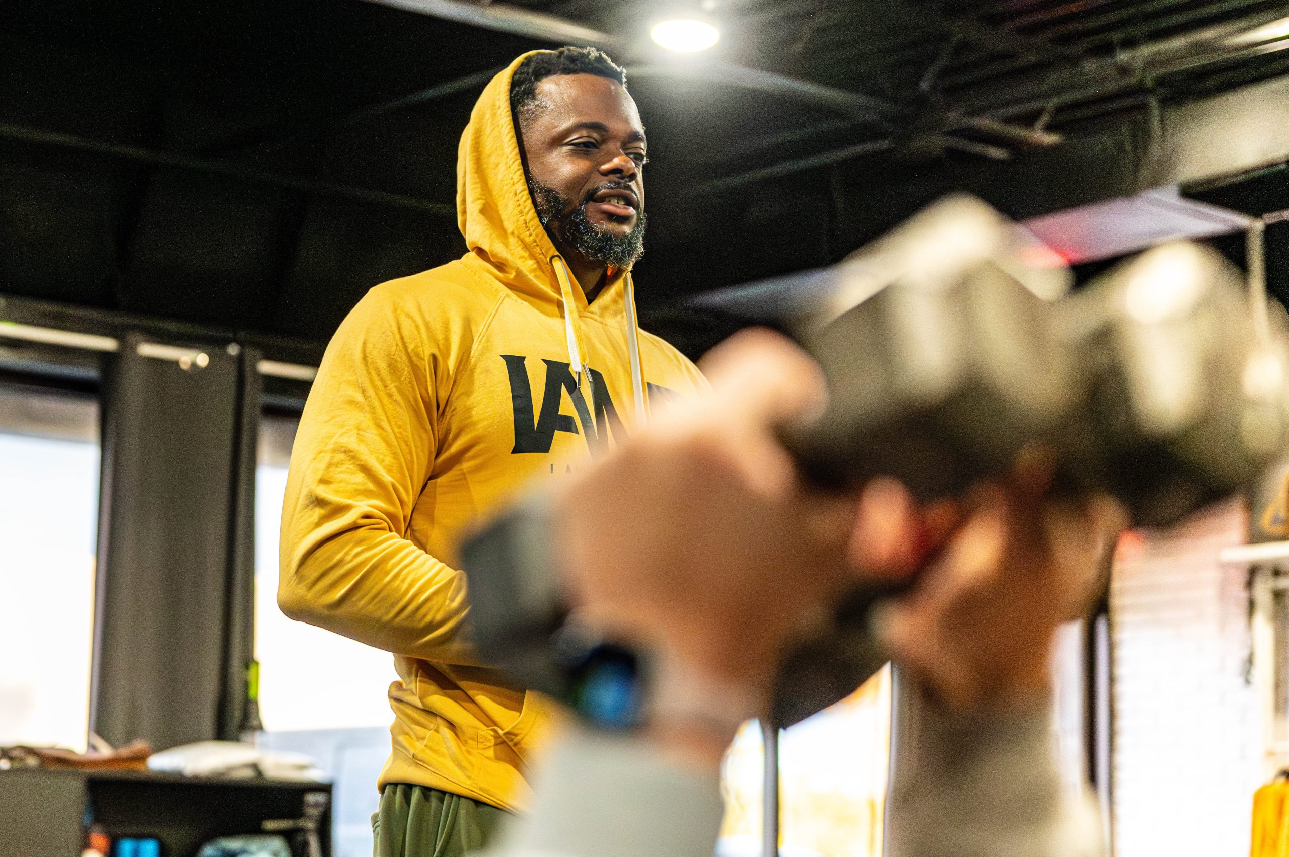 Ed Wilson inside of I Am My Billboard. (Ray Gray | Flintside.com)