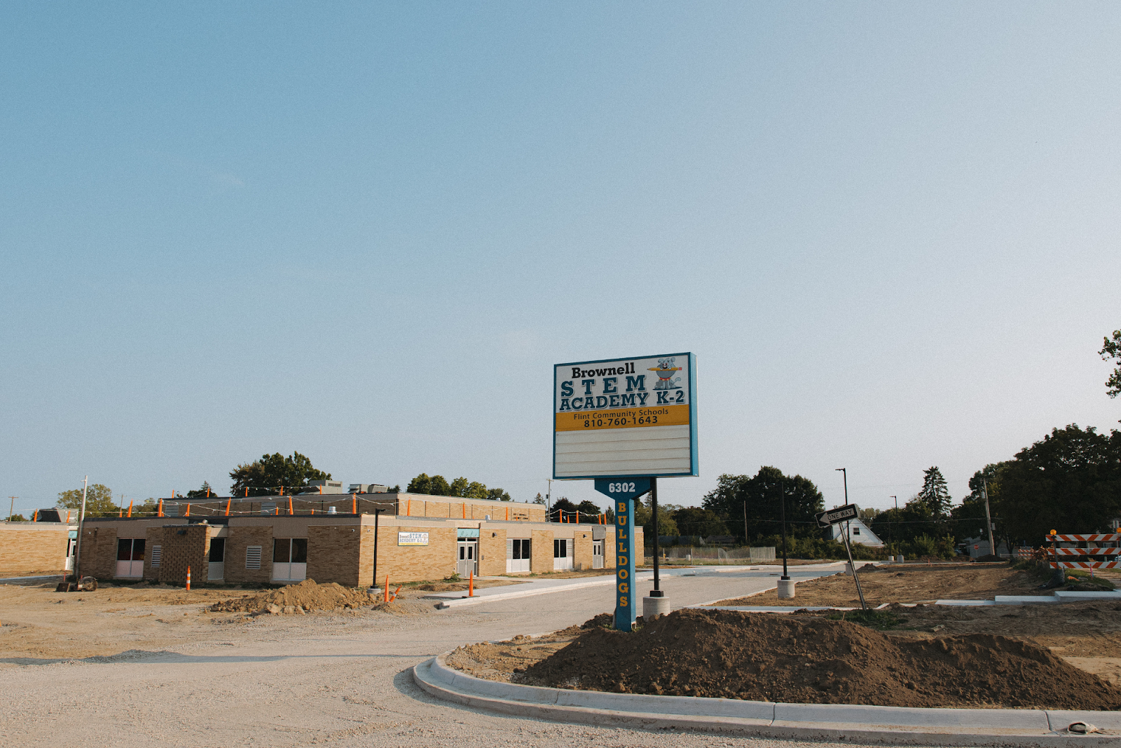 Brownell STEM Academy awaits construction to be completed, pictured Sept. 15, 2024. (Anthony Summers | Flintside.com)