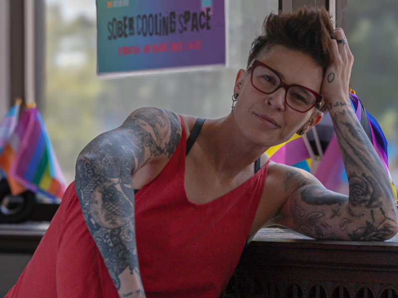 Audrey "Roxy" Banks poses inside Riverbank Arts Gallery in downtown Flint.