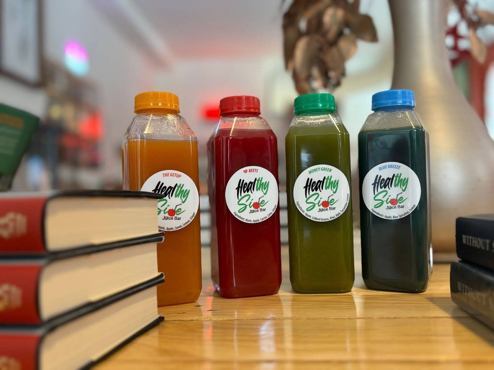 A variety of juices Healthy Side offers. (Jerimiah Whitehead | Flintside.com)