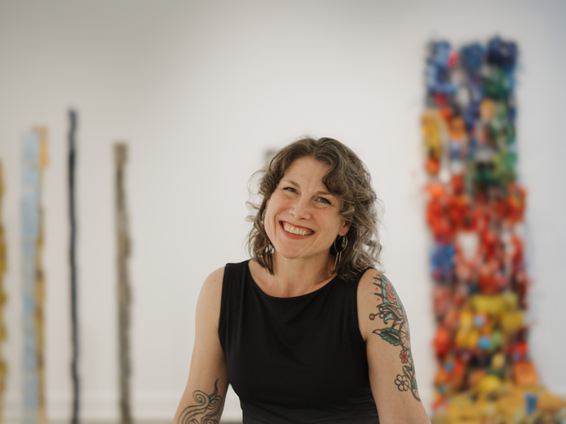 Buckham Gallery's Executive Director, Michele Leclaire, is all smiles inside the gallery on April 18, 2024.