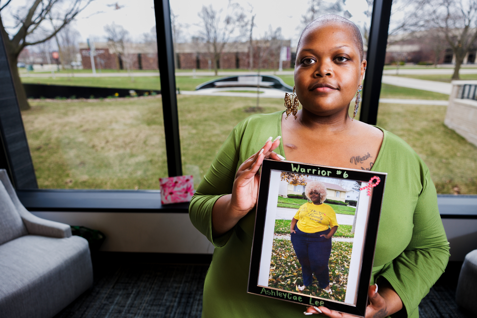 With a pensive look, on March 26, 2024, AshleyCae is learning that "I always focus more on what I can do or into others; sometimes, I forget to do it for myself." (Bryce Mata | Flintside.com)