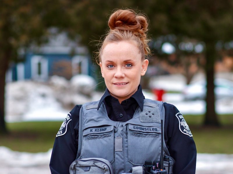 Social worker Nicole Klomp serves as a reserve member of the Newaygo Police Department. 