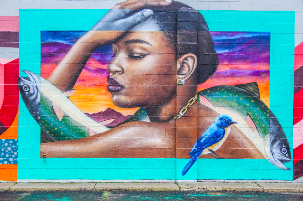Pictured on Dec. 27, 2023, a gorgeous mural sits on the side of the Weaver Family Dentistry building on Flushing Road. (Xzavier Simon | Flintside.com)