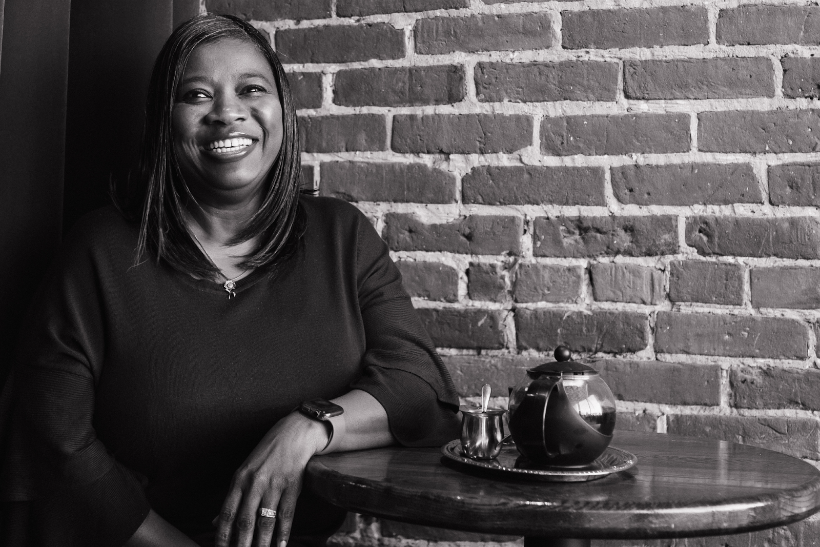 “I [thought], 'Can a little Black girl from the north side of Flint with a little Associate’s Degree and a couple of years in UofM really do something like this?'” Michell Thompson reveals inside Cafe Rhema on Nov. 18, 2023. (Anthony Summers | Flintside.com)