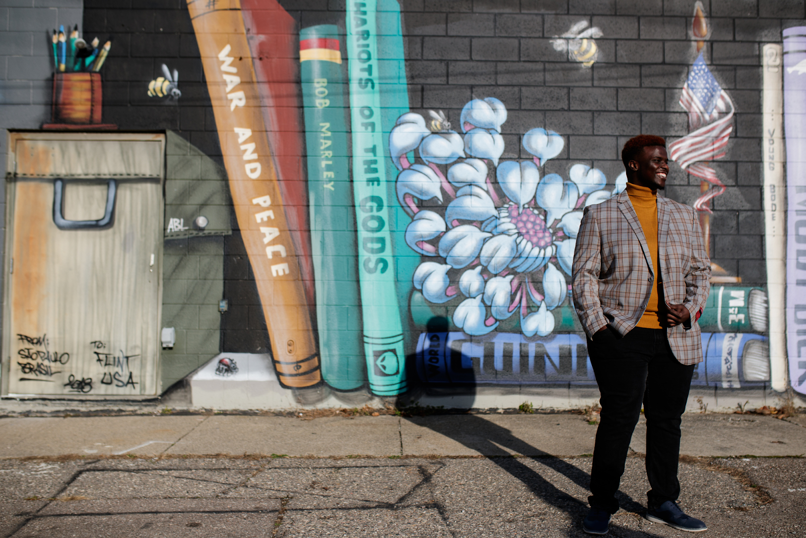 "Living for yourself is easier said than done. But it is rewarding," says Jerimiah Whitehead about living his truth at Totem Books on Nov. 17, 2023. (Jenifer Veloso | Flintside.com)