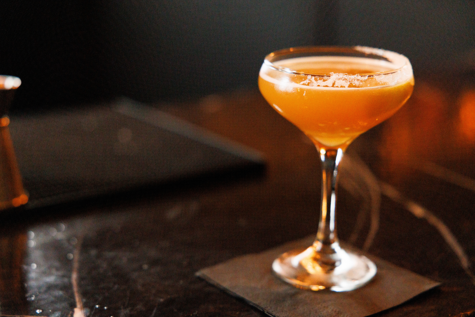 One of the many colorful and dynamic drinks served inside Flint's speakeasy bar, The X, pictured on Oct. 25, 2023. (Bryce Mata | Flintside.com)