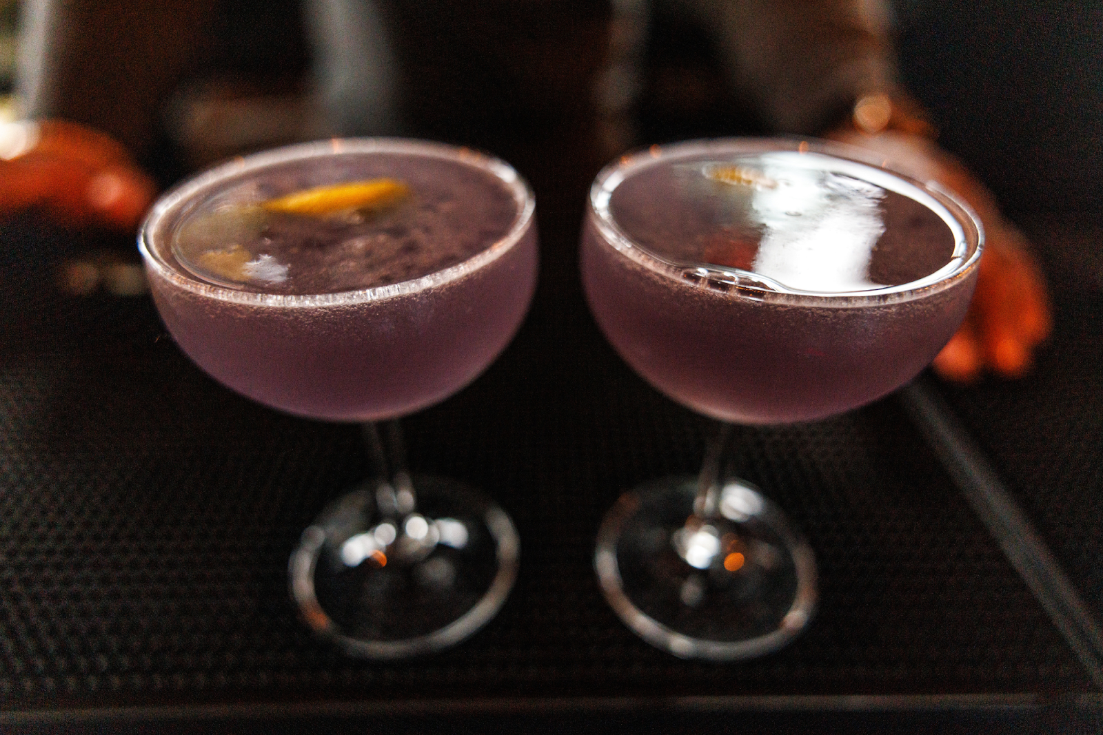 “Shake it like you mean it,” says Rogers Delgado after Marcus serves up a pair of drinks called The Aviator inside The X on Oct. 25, 2023. (Bryce Mata | Flintside.com)