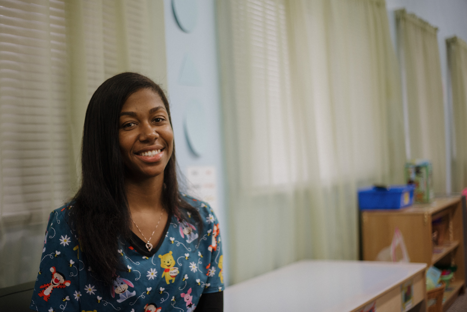 One of Sunny Patch's Lead Teachers, Faderika Thomas, is all smiles on Thursday, Oct. 5, 2023. (Anthony Summers | Flintside.com)