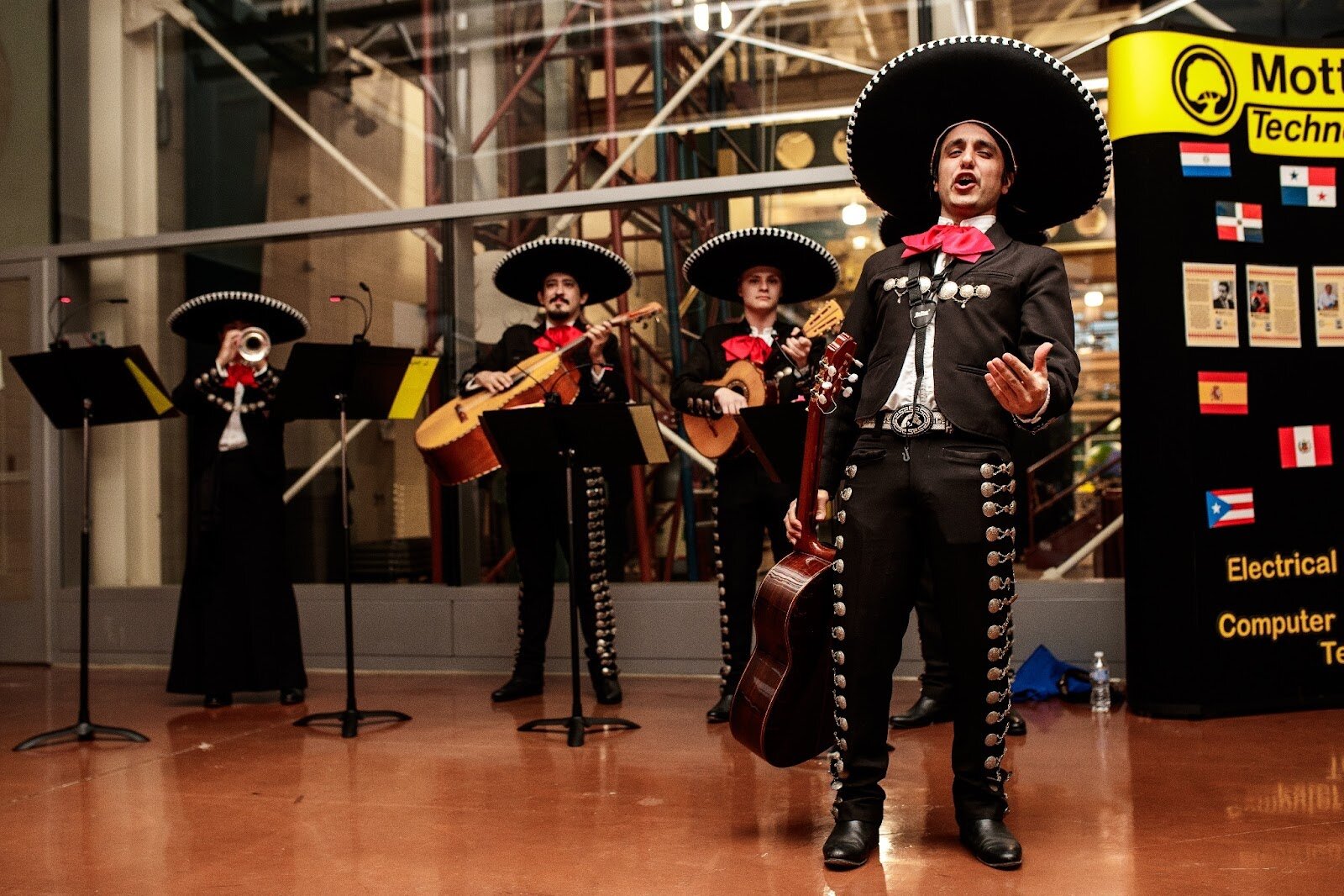 Mike Abbasspour performs with El Ballet Folklórico Estudiantil during Mott Community College’s Technology Division’s Hispanic Heritage Month Celebration at the Regional Technology Center in Flint on Thursday, Sept. 28, 2023. (Jenifer Veloso | Flintside.com)
