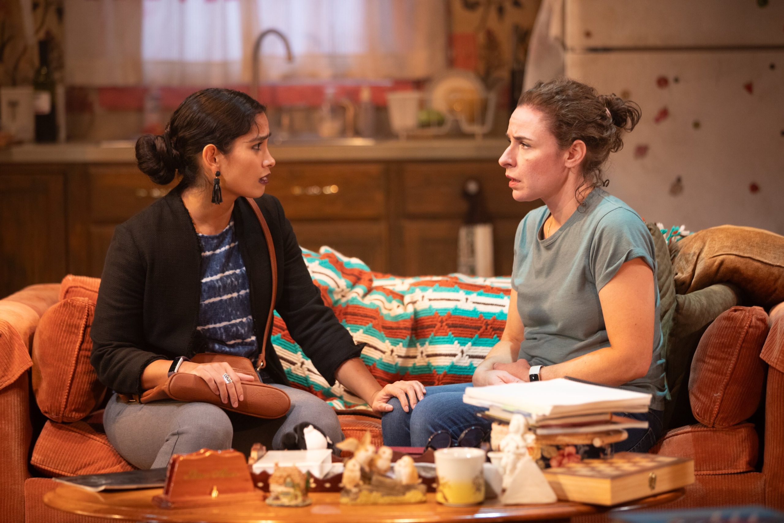 Jazmine Kuyayki Broe and Sarah Price star in the stageplay ‘Rain on Fire,' running now through Oct. 1 at the FIM Flint Repertory Theatre.