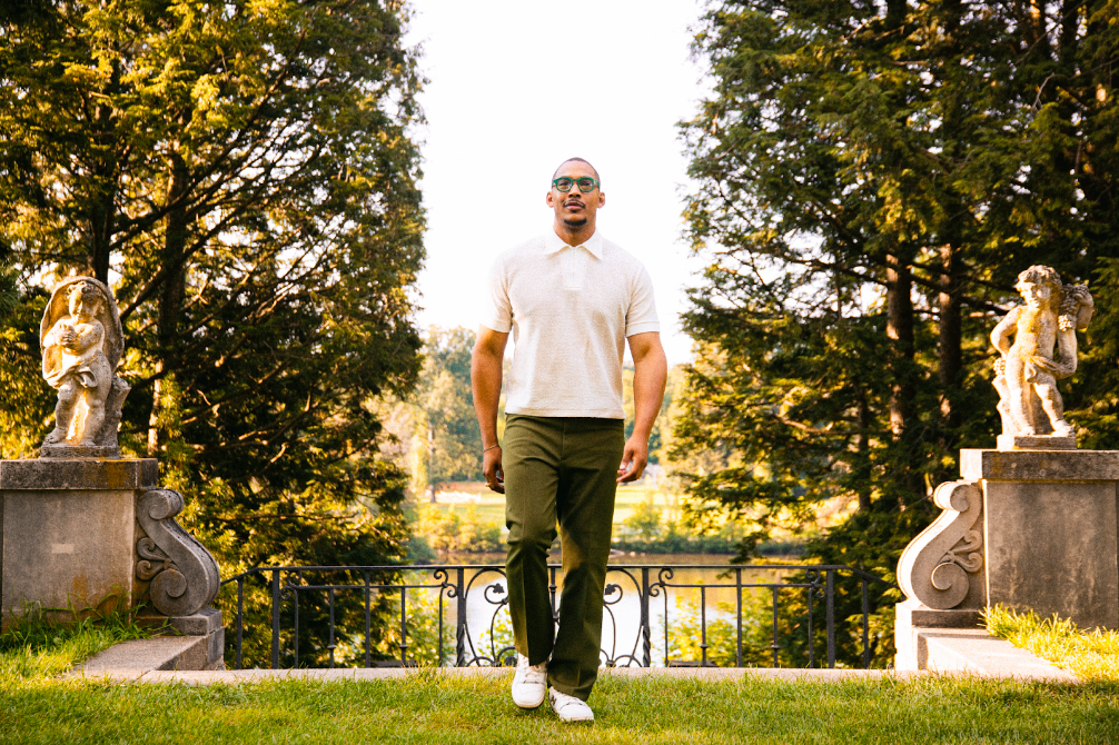 Steven Banks, known creatively as This Life. We Lead., walks tall at Cranbrook House & Gardens in Bloomfield Hills on August 7, 2023. (Bryce Mata | Flintside)