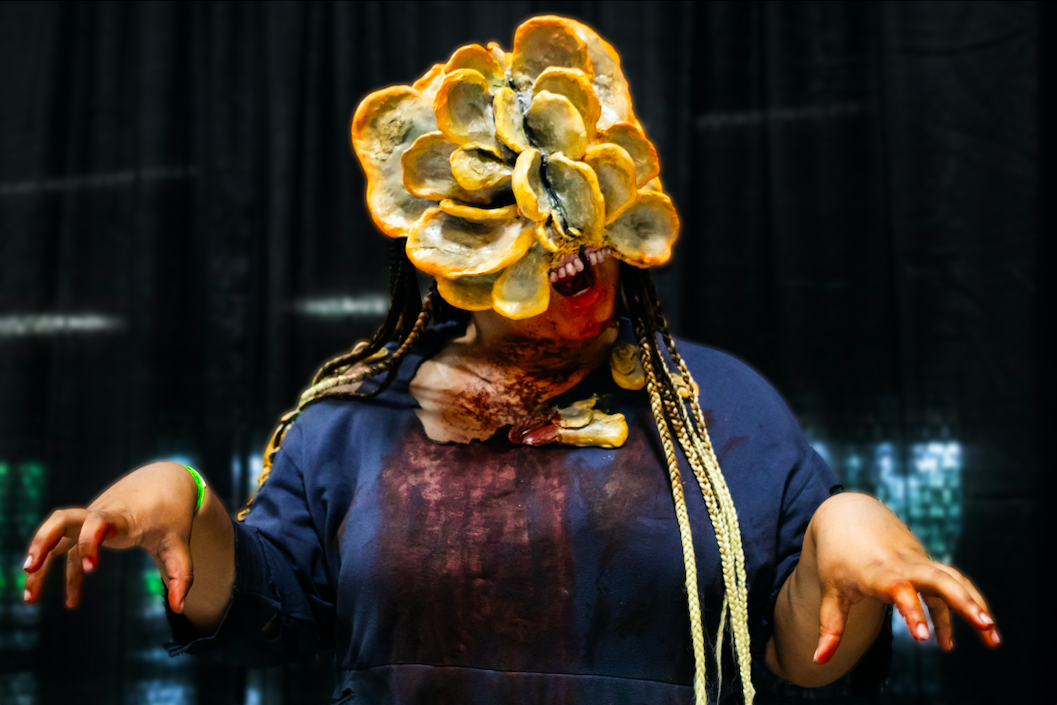 Cadence Bell cosplays as a Clicker from “The Last of Us” during Really Cool Comic Con on Sunday, Aug. 6, 2023, at the Dort Financial Center in Flint.
