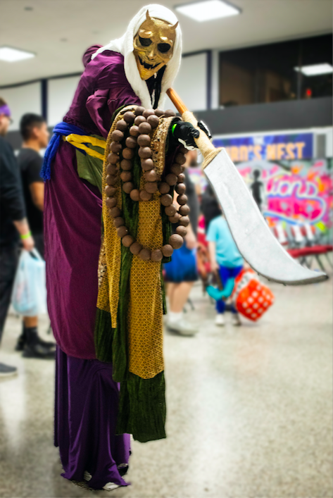 Vincent Pattinson cosplays as Corrupted Monk from “Sekiro: Shadows Die Twice” during Really Cool Comic Con on Sunday, Aug. 6, 2023, at the Dort Financial Center in Flint.

