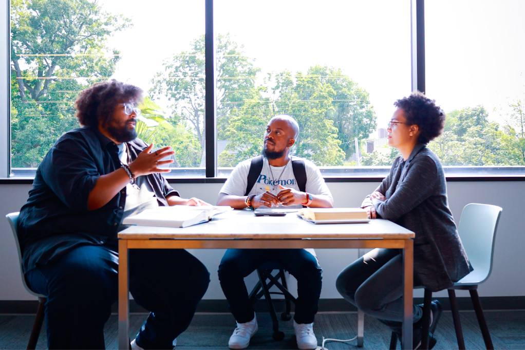 The Flint Youth Film Festival's co-producer and assistant director discuss the festival's goals for the future inside the Gloria Coles Flint Public Library on July 11, 2023. (Anthony Summers | Flintside.com)