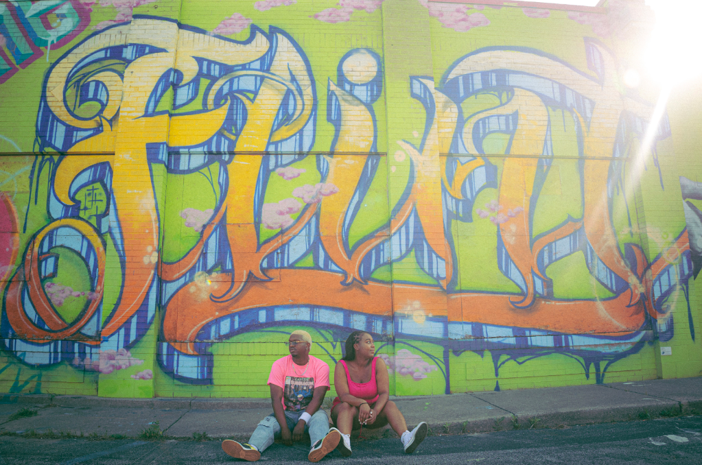 BFF, an acronym for Brelia and Furillo Forever, consists of Flint natives Brelia Renee and Furillostar pictured in downtown Flint on July 5, 2023. (Anthony Summers | Flintside)
