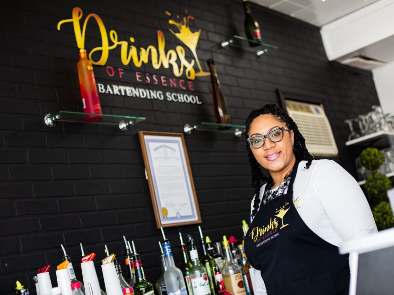 Flint native Sheena Harrison is teaching the art of mixology as the owner of Drinks of Essence Bartending School.