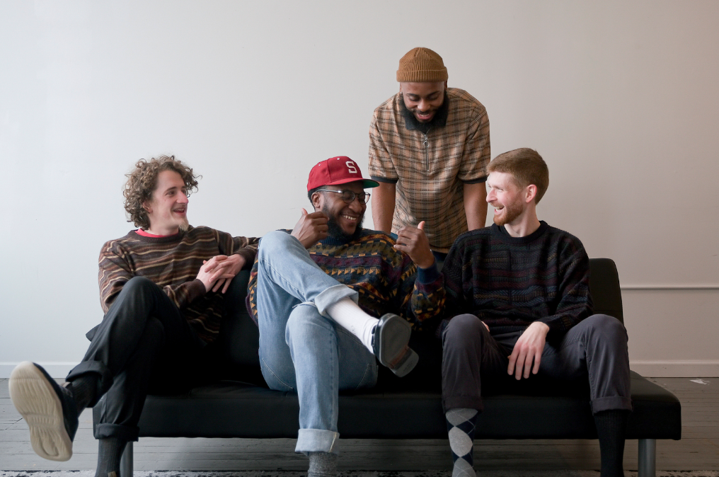 Feimstro (center) photographed with fellow bandmates Ethan Martin (left), Caleb Robinson (back), and Jonathan Hammonds (right). (Courtesy photo)
