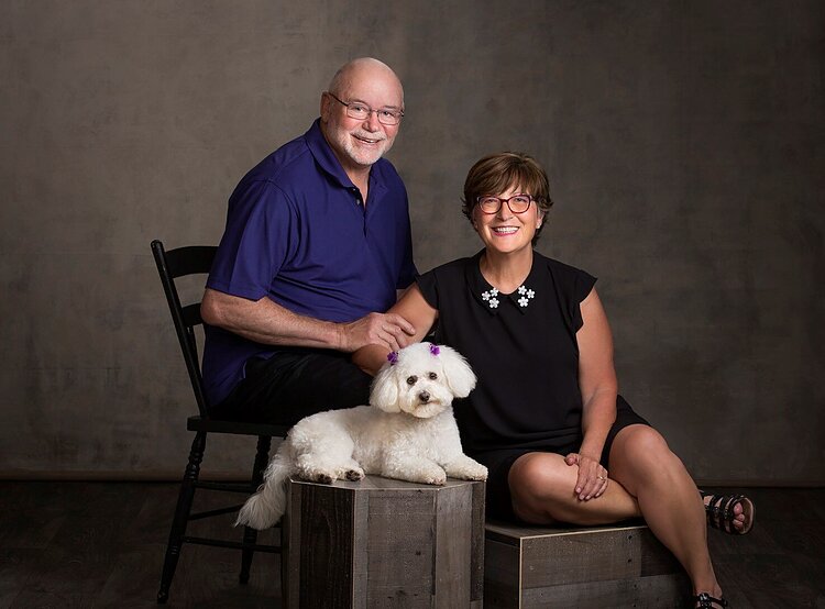 Mark and Brenda Roberts with their dog Sophie.
