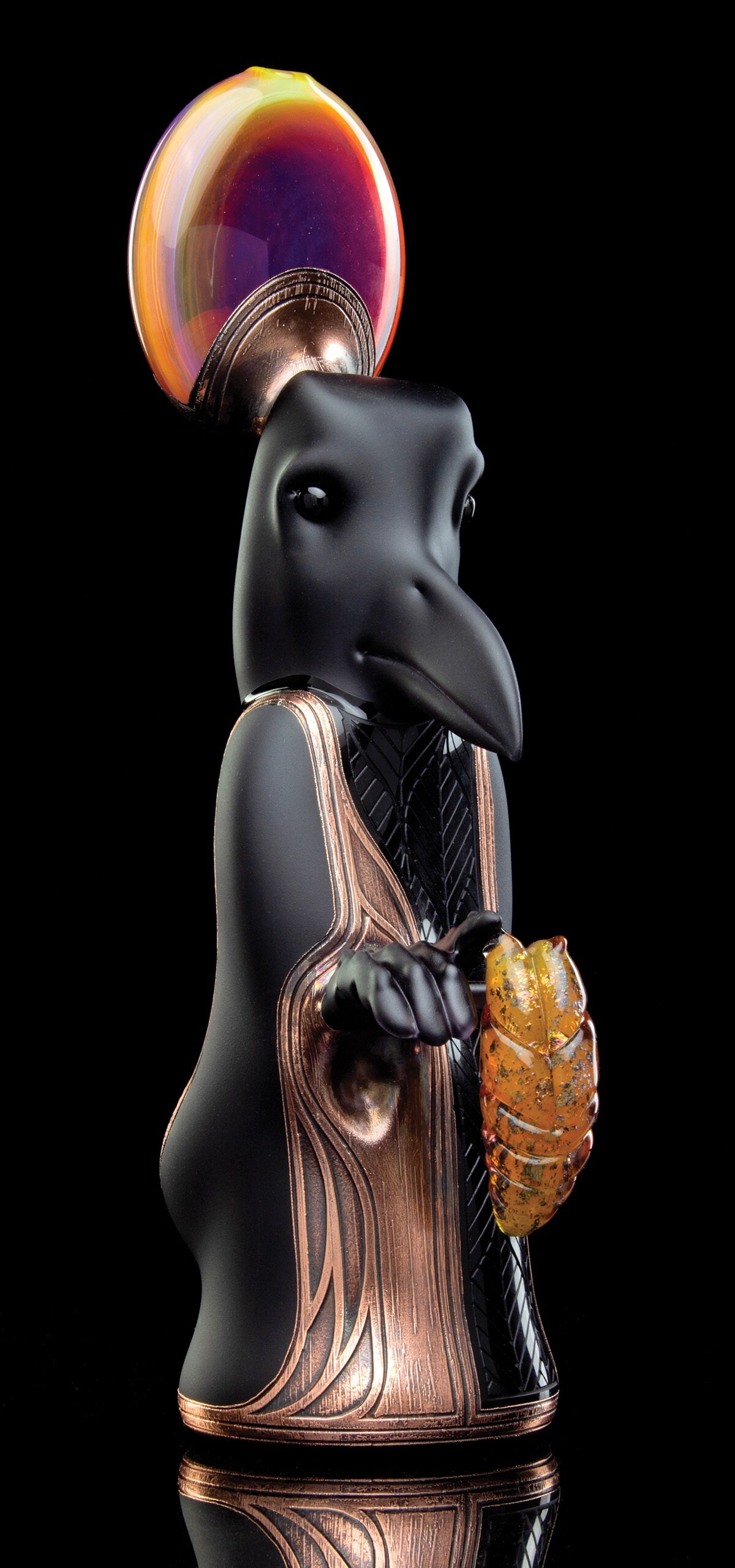 Bishop Randall, Turtle Island, Waiting on Change, 2022. Sand-carved borosilicate, glass, and copper. Copper Electroplating: Ryan Fitt and Jared Cortland. (Photo Credit: Jared Cortland)