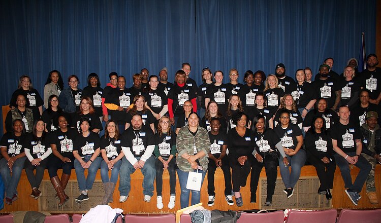 Participants and volunteers at 2018's BP Reading Takeover at Freeman Elementary in Flint.
