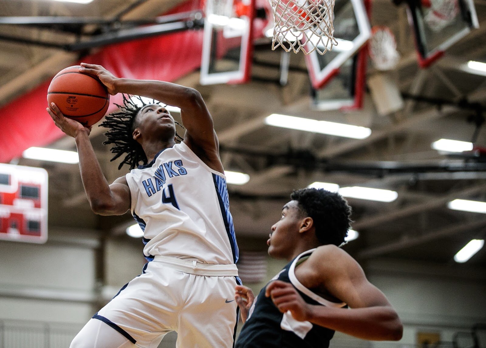 Hamady Jakobie Boose jumps to take a shot during the Hamady vs Hamtramck game at Grand Blanc High School for The Carmody Classic on Saturday, Jan. 07, 2022. Hamady defeated Hamtramck 70-55 (Jenifer Veloso | Flintside)
