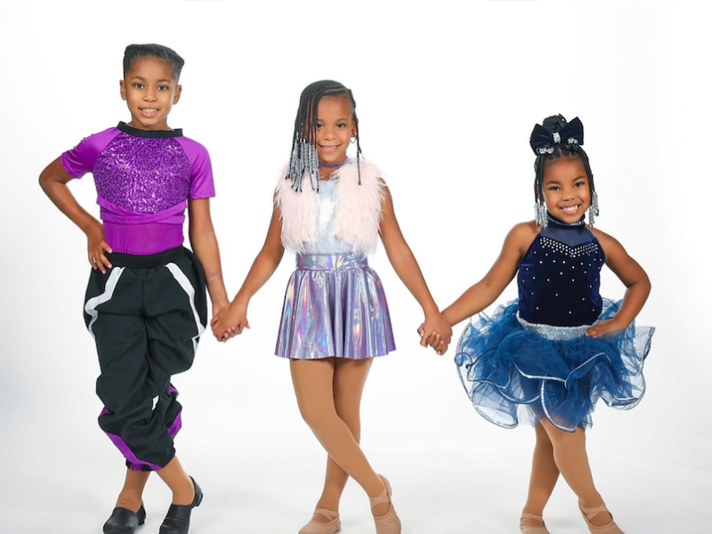 Three young dancers from the Heart of Worship Dance Studio in Flint.