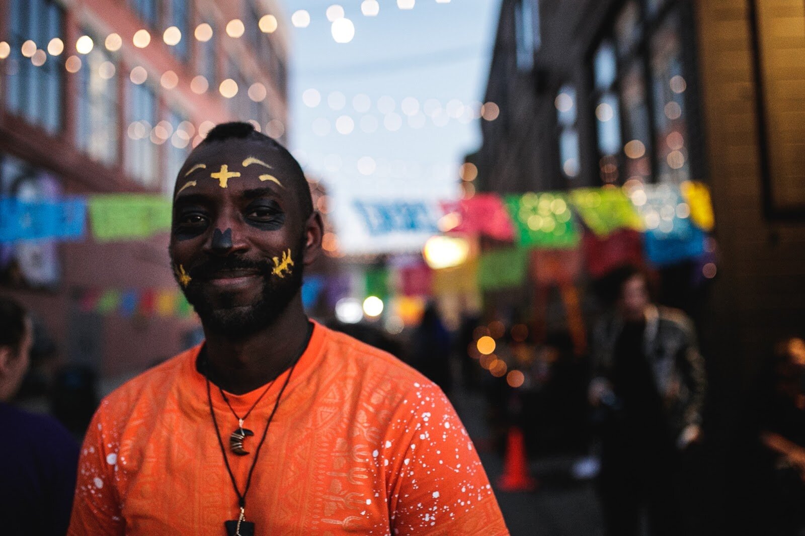 Benjamin Johnson poses for a portrait during the Latinx Technology and Community Center's Dia de Los Muertos celebration on Wednesday, Nov. 2, 2022 in downtown Flint. (Jenifer Veloso | Flintside)