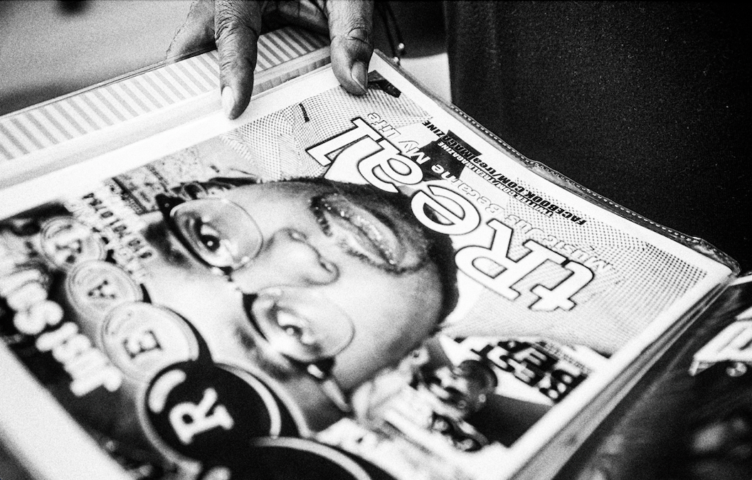 Jones displays a special edition of TREAL Magazine that featured himself on the cover. We reassured him that Oprah does it all the time.