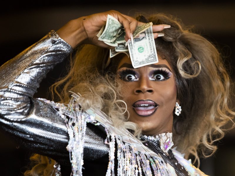 Dakota Cox entertains the crowd during a Michigan Drag Brunch performance Sunday, Sept. 25, 2022 at 501 Bar and Grill in downtown Flint.