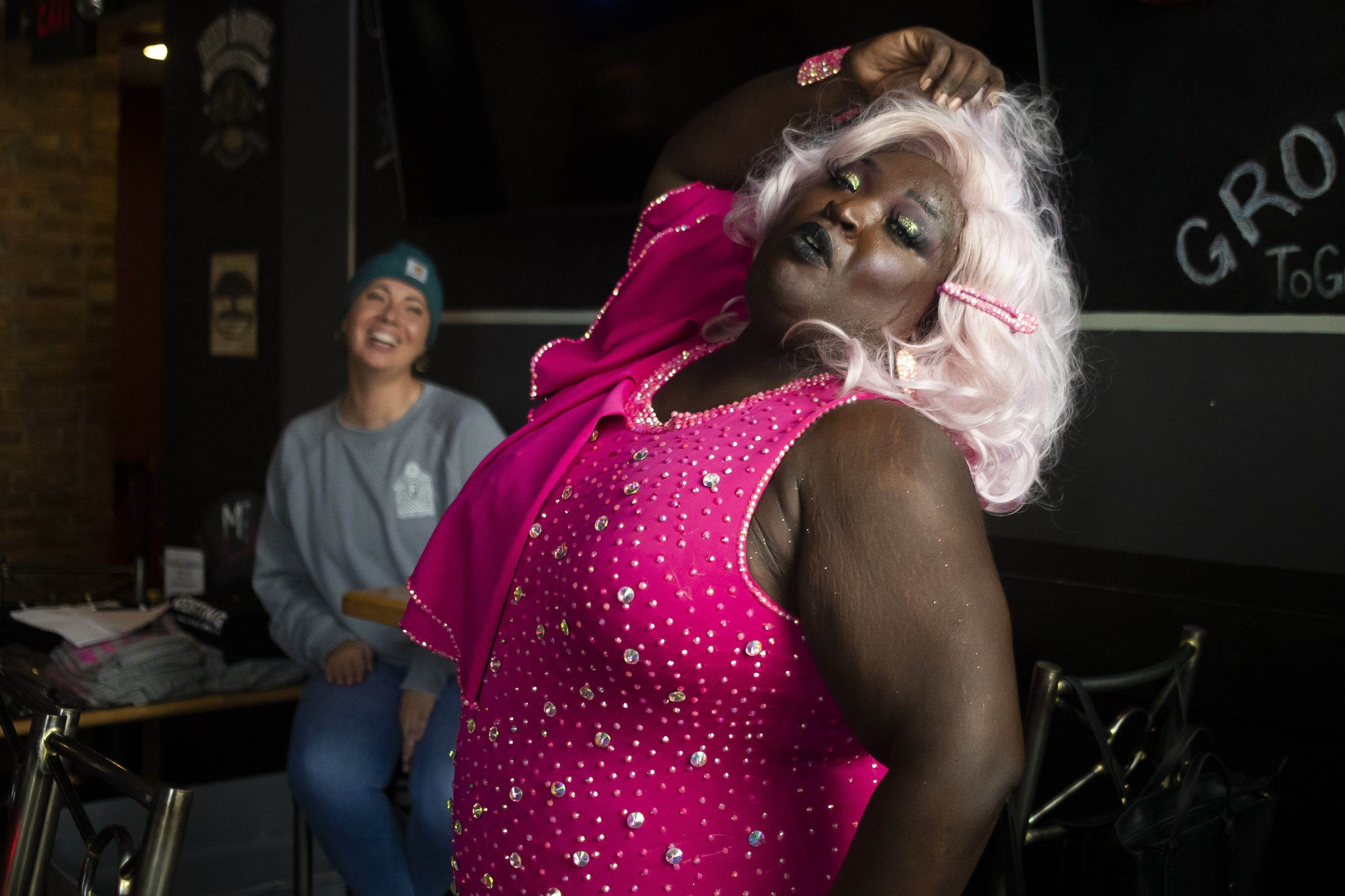 Mia Cole entertains the crowd during a Michigan Drag Brunch performance Sunday, Sept. 25, 2022 at 501 Bar and Grill in downtown Flint.