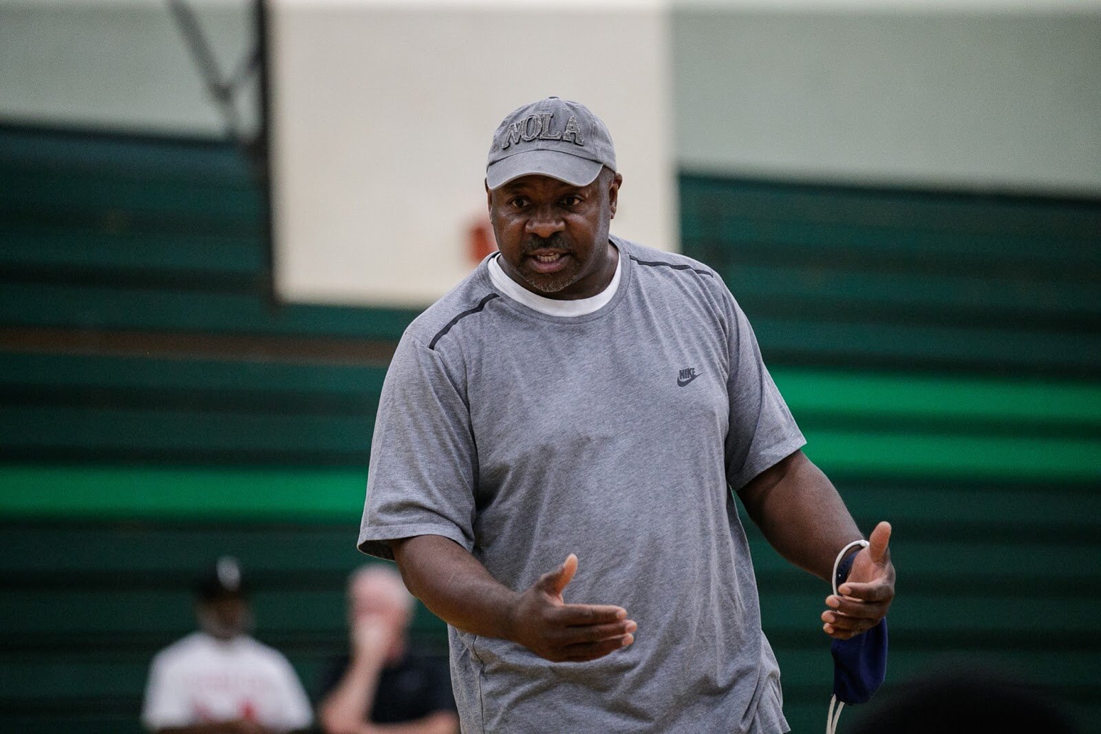 Mark Ingram Sr. talks to attendants during Hami Day Camp at Flint Northwestern High School on Friday, Aug. 27, 2022. (Jenifer Veloso | Flintside.com)
