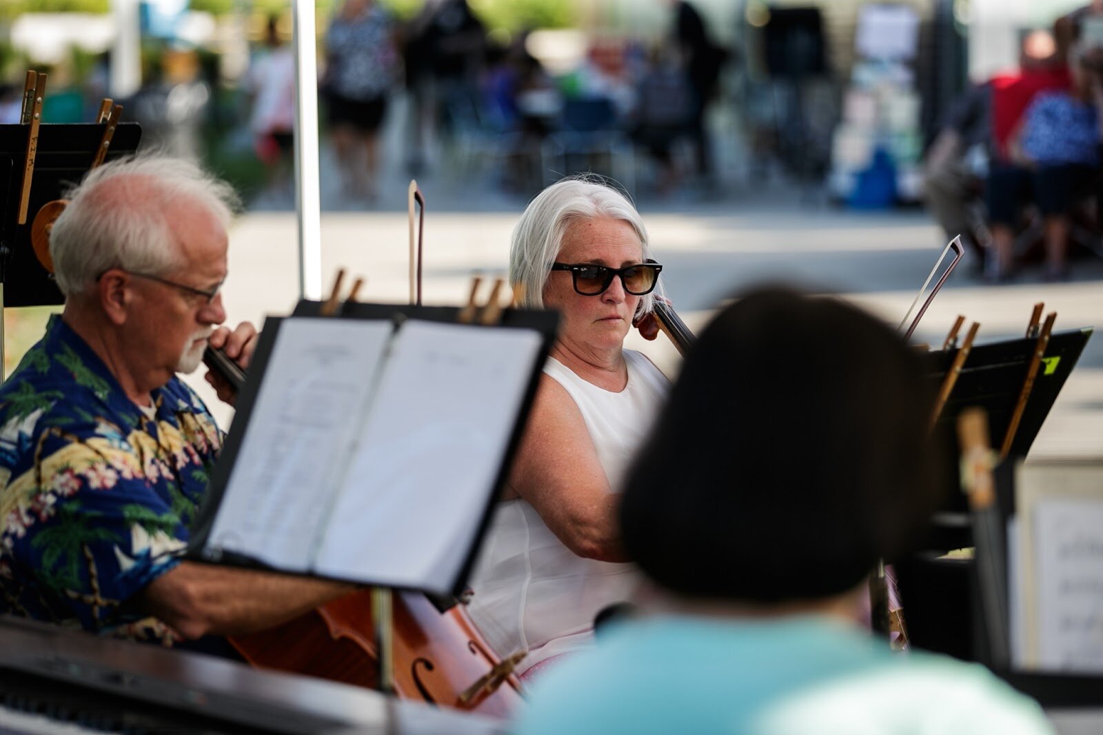 The Flint Symphony Orchestra ensemble plays live music during Family Night at 'Late Night at the FIA' on Friday, Aug. 19, 2022. (Jenifer Veloso | Flintside.com)
