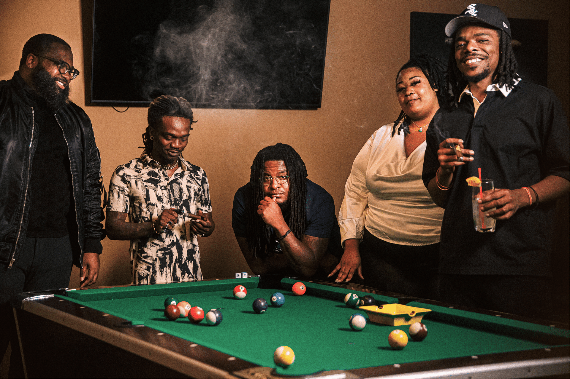 Pictured from left to right: Flint rap artists Baybro, Ace Gabbana, Jeff Skigh, Tay Boogie, and King Ca$hes.
