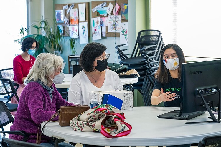 An intergenerational Spanish class at the Ypsilanti Senior Center.