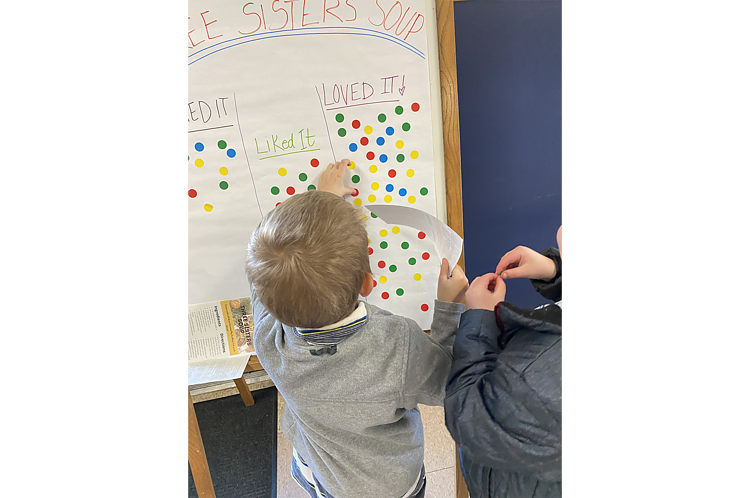 A student rates soup made with produce from Buckley's Three Sisters Garden.