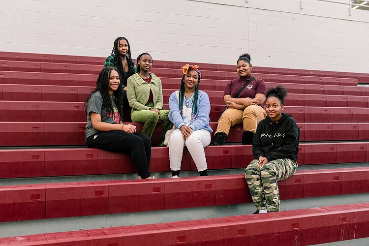 Mickenzy Crowder, Tiffany Jackson, Alexandria Rowe, Janiyah Sherrill, Faith Smith, and Xynese Frazier are among the student leaders helping implement Rec-Connect™ physical activity programming in Detroit schools.