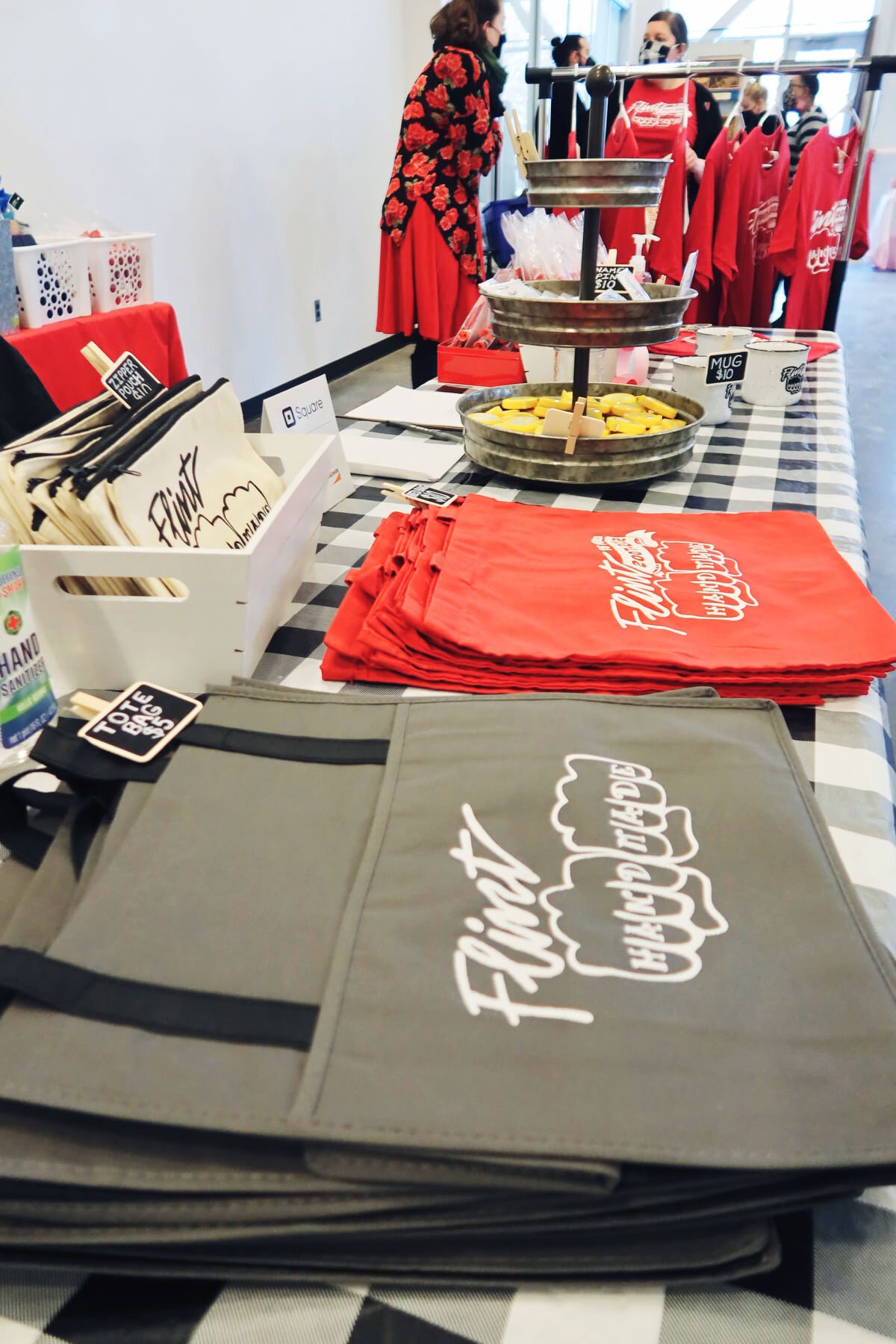 Batches of Flint Handmade totes. 