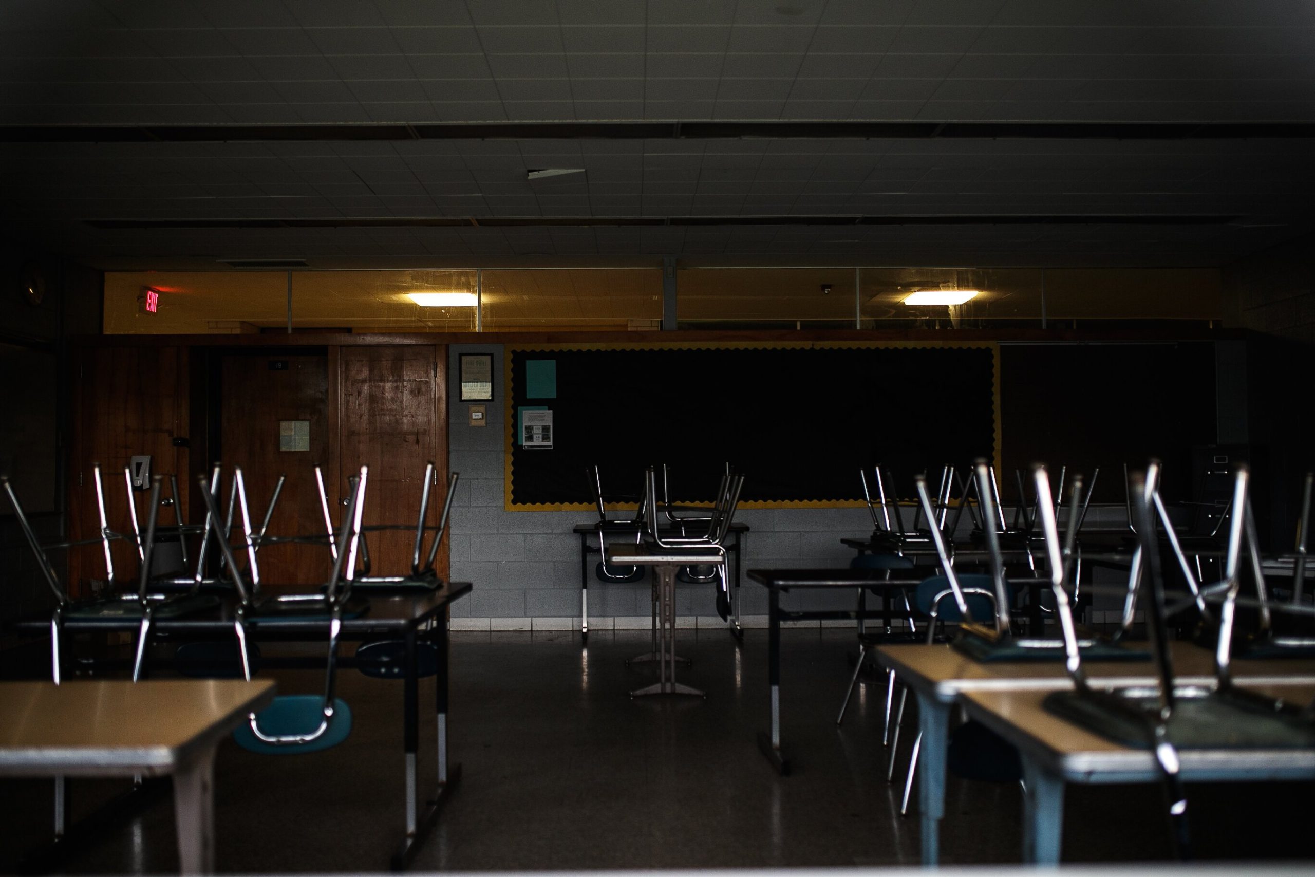 An empty classroom inside Southwestern Academy on September 20, 2021. Flint's only remaining high school.