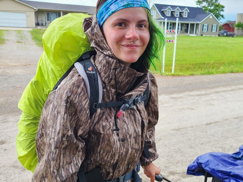 Tarissa Reel pauses for a quick photo before returning to the 800-mile venture.