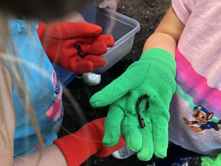 Children in the Child and Family Charities Family Growth Center's community garden.