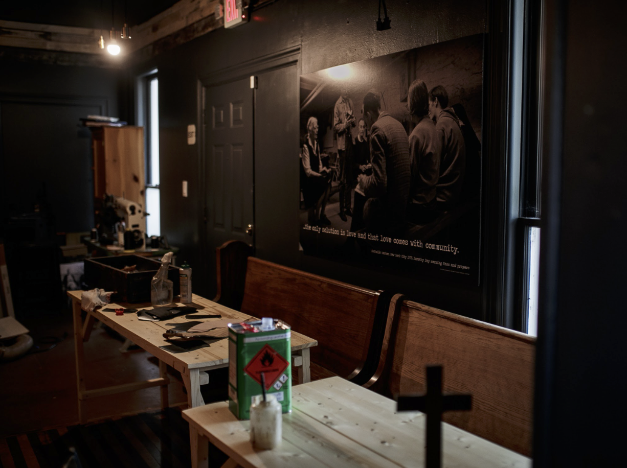 “The only solution is love and that love comes with community,” is a quote that accompanies one of the images of Dorothy Day inside the coffee house.