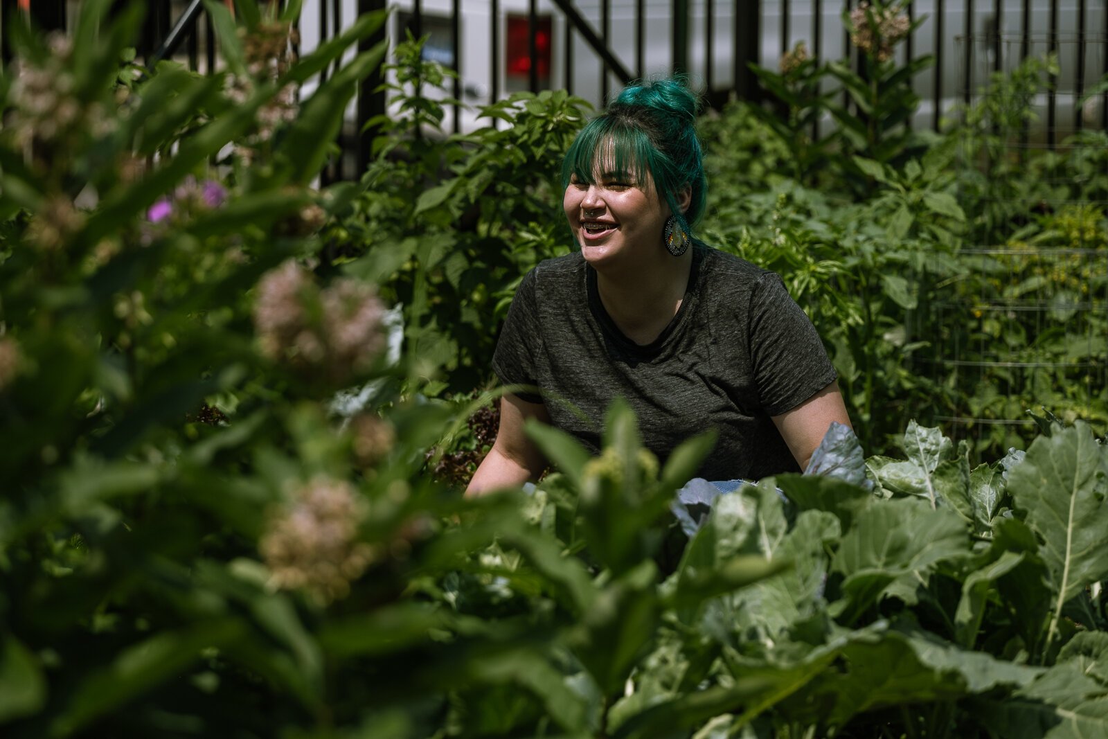 Lauren Potorek in AIHFS' garden.