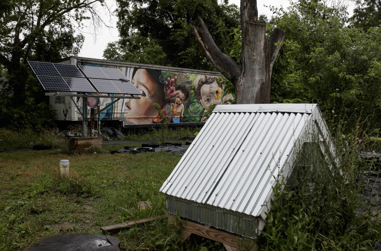 Agricultural wells and a solar-powered irrigation system help sustain Asbury Farms in Eastside Franklin Park.