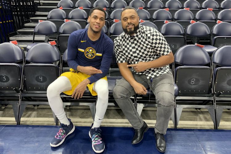 Eric Woodyard with Flint native Monte Morris, who just finished his second season with the Denver Nuggets.