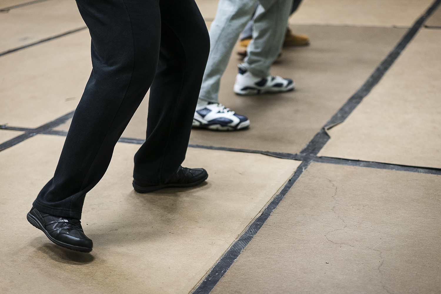 Miller-Graham, Woods and Thames line up to dance.